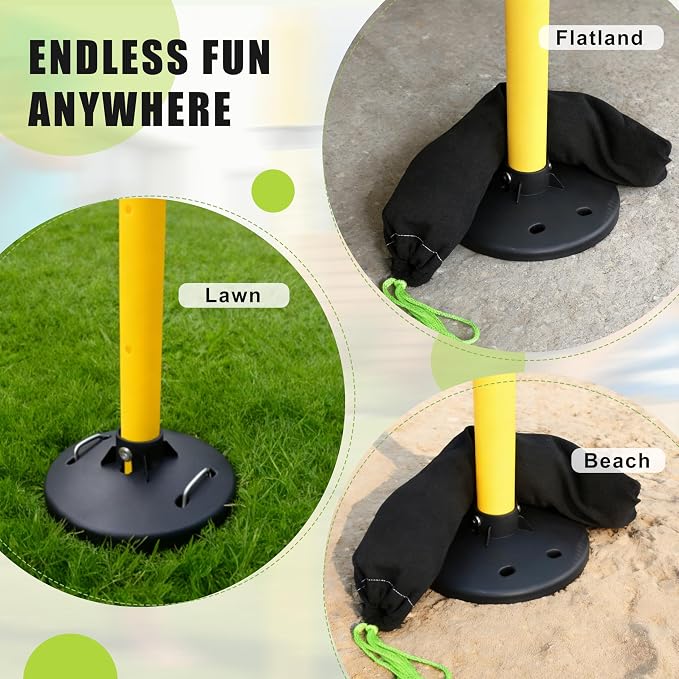 Flying Disc Game Set with Height-Adjustable Poles & Score Tracker, Outdoor Bottle Toss Game for Beach, Lawn, Camping, Polish Horseshoes Set for Family & Friends Party Games