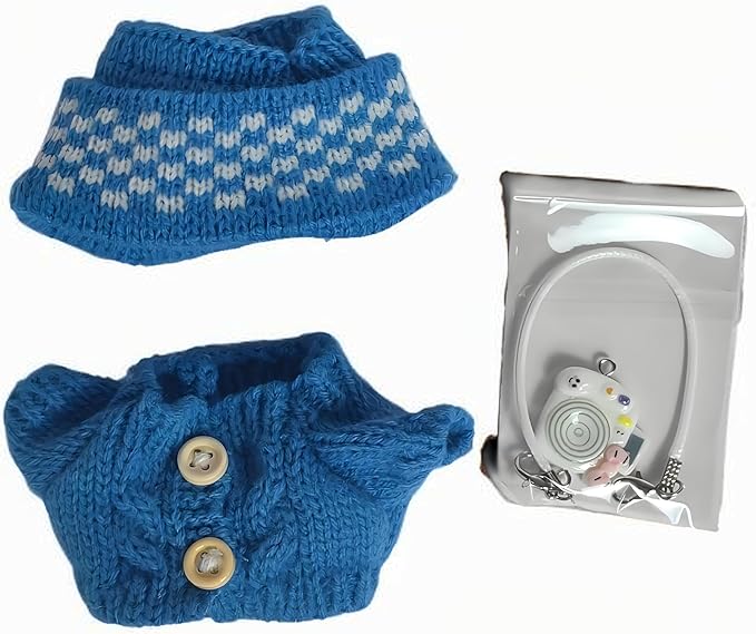 Clothes for Doll, 3 Piece 17cm Doll Clothes, Stylish Hat & Overalls & Small Camera Outfit Set, Suitable for Dolls Accessories (NO Doll) (Blue)