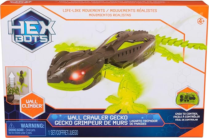 HEX BOTS Wall Crawler Gecko, Rechargeable Remote Control Robot Kids Toys, Climbs up Walls, RC Robot Toys for Boys & Girls Ages 4 & Up