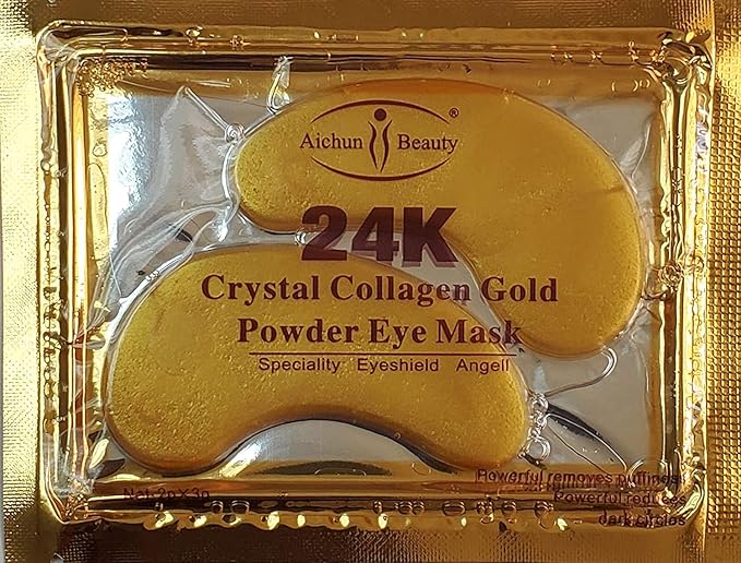 Hitece 10/20/30/50/60/80/100 Pairs Wholesale New Crystal 24K Gold Powder Gel Collagen Eye Mask Masks Sheet Patch, Anti Ageing Aging, Remove Bags, Dark Circles & Puffiness, Skincare, Anti Wrinkle.
