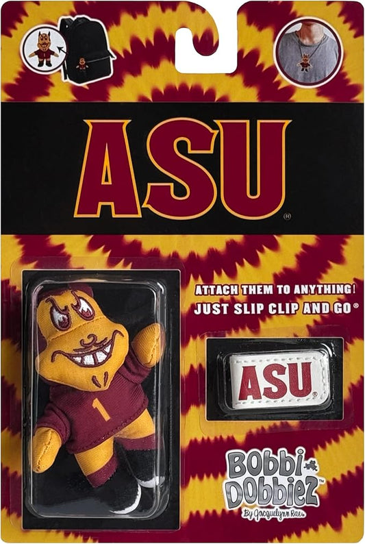 Bobbi-Dobbiez Attachable Plushie Arizona State University Sparky Mascot – Attaches to Backpacks, Bags, Shoes, Water Bottles, and More