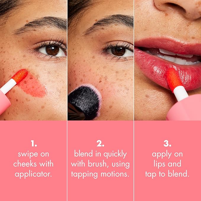 e.l.f. Sheer For It Blush Tint, Multi-Use, Long-Lasting Lip & Cheek Makeup, Creates A Natural Flush Finish, Vegan & Cruelty-Free, Left On Red