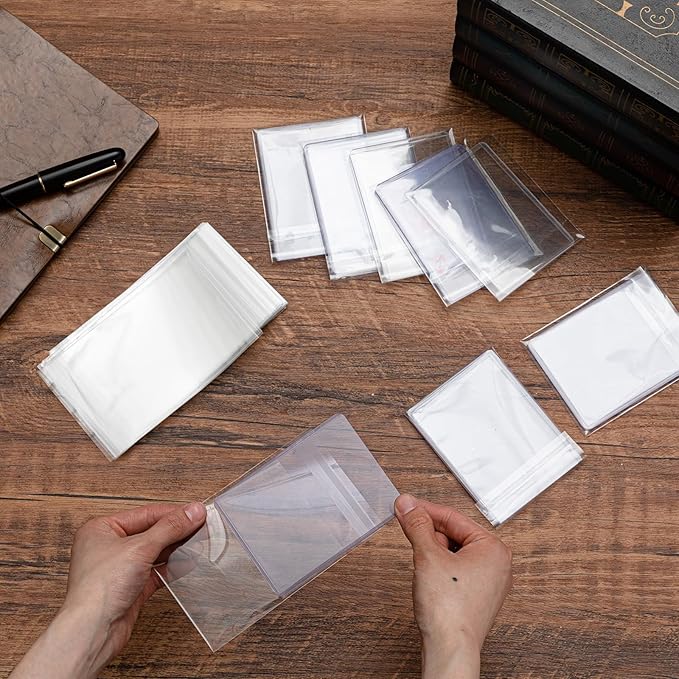AmazingSpark 300 Pcs Resealable Team Bags for Trading Cards Holders 35-130pt, Fit Card Sleeves Sports Slabs Sleeves Plastic Collectible Slabs Protection