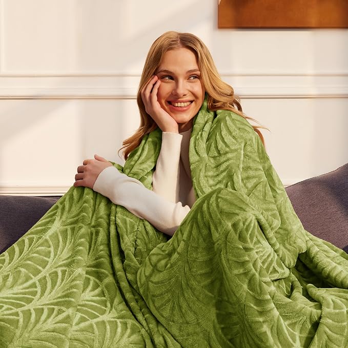 Whale Flotilla Soft Flannel Fleece Twin XL Size Bed Blanket, Olive Green | 90"x66" Cozy Lightweight Breathable Coverlet, Plush Fluffy Bedspread, Vintage Pattern Decorative Blanket for Dorm, All Season