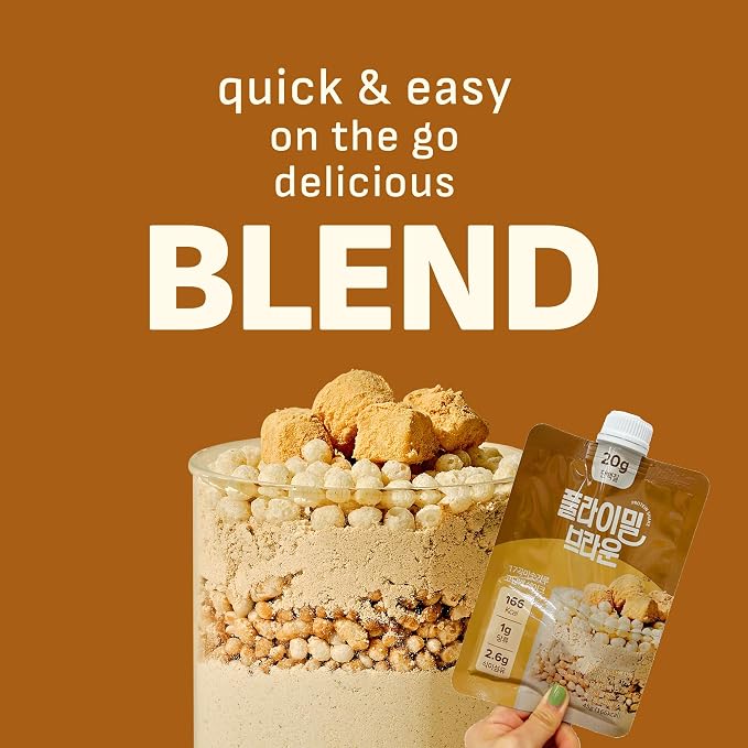 Flimeal Brown 17Grains Protein Shake, With Crunchy Protein Balls, Protein Smoothie Powder - 20g Protein, Low Sugar, Keto-Friendly Meal Replacement Shake, 1.59oz, 7packs, 7 Servings (7 Packs X 1.59 oz)