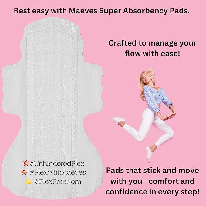Maeves Pads Ultra Thin, Unscented Feminine Care, Heavy Absorbency, Long, Large, Super Period Pads, Sanitary Napkins with Wings for Women- 20 Count (2 Packs of 10)