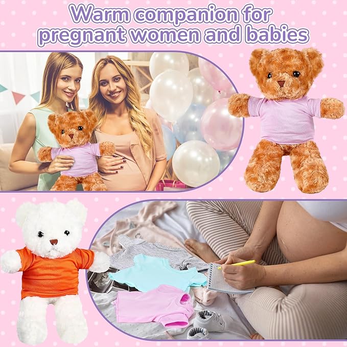 Jecery 8 Pcs Colorful Bear Clothes Tee Shirt Fit 14-18 Inches Bears Sublimation Stuffed Cute Tiny DIY Make Your Own Plush Doll(Light)