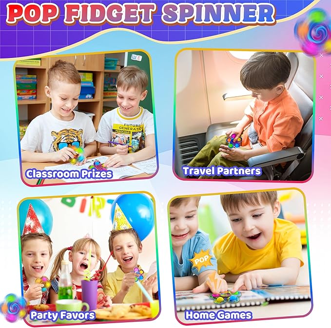 18 PCS Fidget Spinner Toys Bulk for Kids, Party Favor Travel Activities Anxiety Stress Relief Toy, ADHD Autism Product Stocking Stuffer for Teen Adults Birthday Gift Classroom Treasure Box Prize