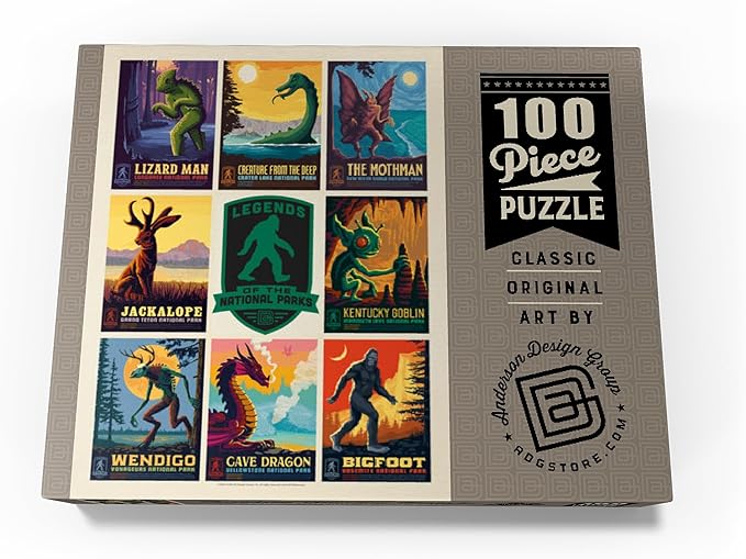 MyPuzzle Legends of The National Parks: Multi-Image Print - Edition 1, Vintage Poster - Premium 100 Piece Jigsaw Puzzle for Adults