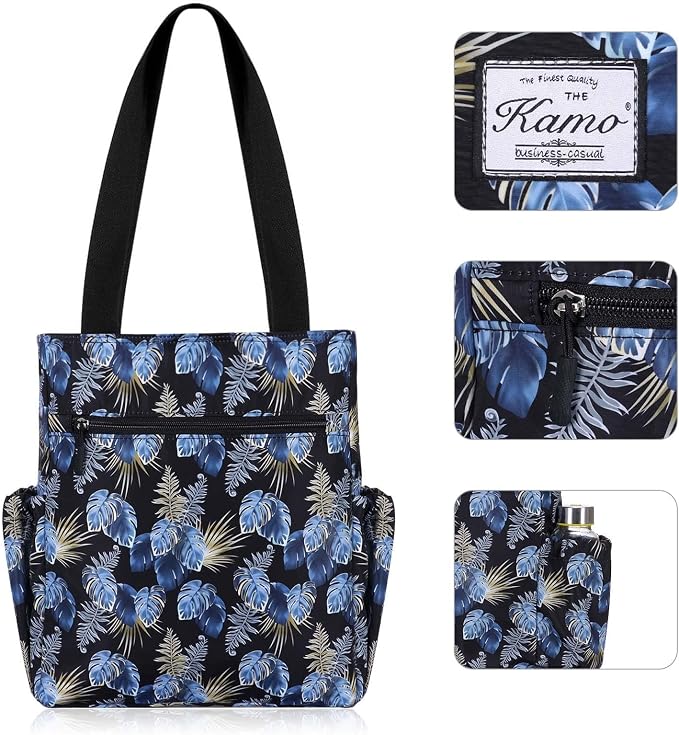 KAMO Floral Tote Bag - Waterproof Lightweight Handbags Travel Shoulder Bag for Hiking Yoga Gym Swimming Travel Beach