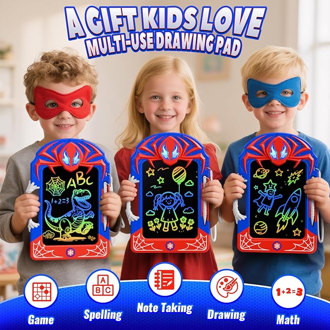 Cool LCD Writing Tablet with Web Stylus & Web Grip–Fun Doodle Board for Kids, Colorful Drawing Pad Toys Gifts for 3 4 5 6 7 8 10 Year Old Boys Girls Toddler Age 3-4 4-6 6-8 8-12 Easter Basket Stuffers
