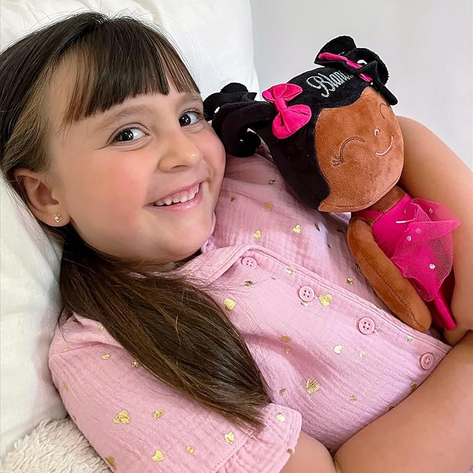 Gloveleya Personalized Name Ballerina Doll – Custom Curly Hair Plush Girl Doll 14", Unique Gift for Birthday, Baby Shower, Christmas & Holiday Keepsake for Toddlers and Little Girls