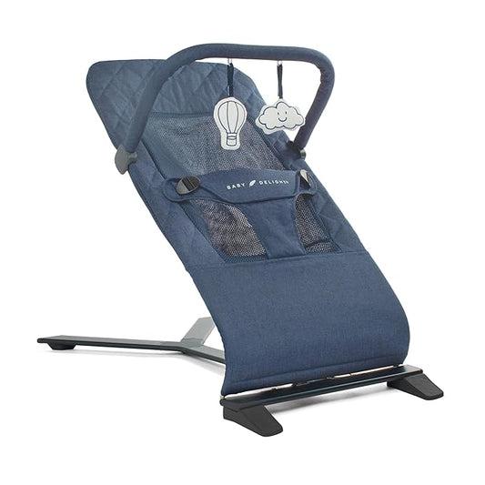 Baby Delight Alpine Deluxe Portable Bouncer, Infant, 0 – 6 Months, Quilted Indigo