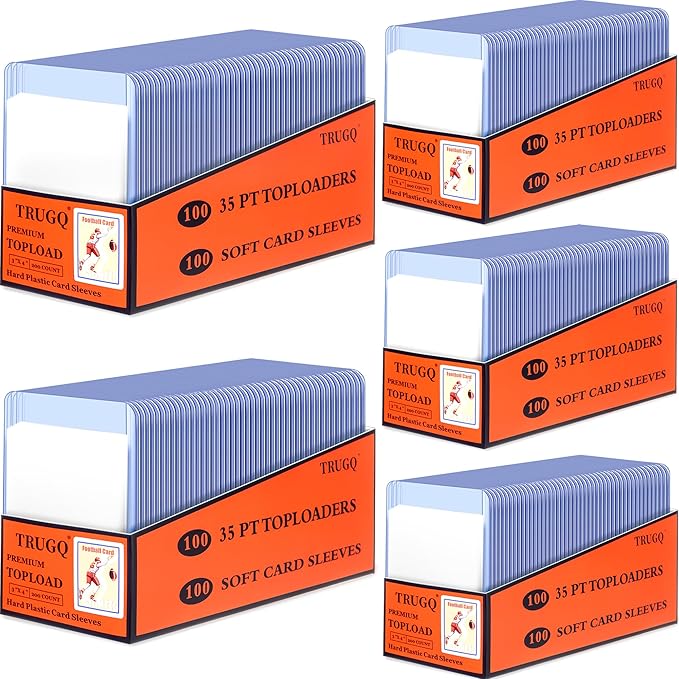 1000 Card Sleeves Top Loads for Cards,3"X4"Baseball Card Protectors,Toploaders Hard Plastic for Trading Game Sports Football Cards(500 Hard Protectors + 500 Soft Sleeves)