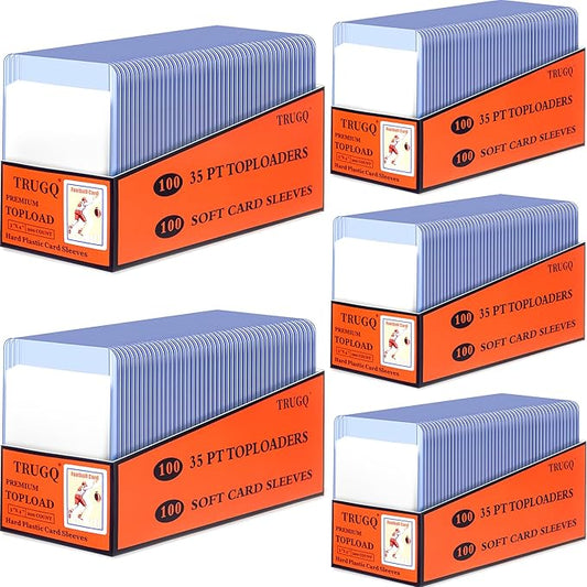 1000 Card Sleeves Top Loads for Cards,3"X4"Baseball Card Protectors,Toploaders Hard Plastic for Trading Game Sports Football Cards(500 Hard Protectors + 500 Soft Sleeves)
