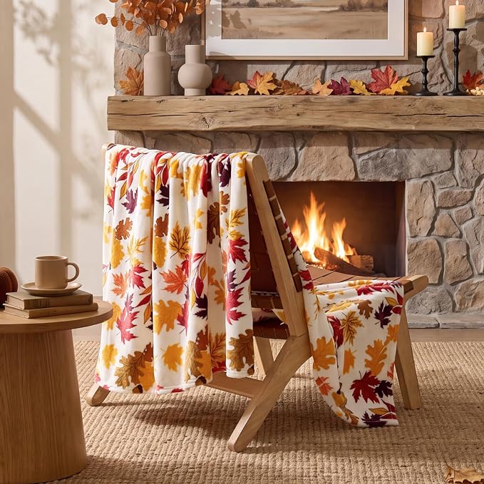 BEDELITE Fleece Blanket Soft Fall Throw for Couch Autumn Leaves 50"x60" | Ultra Soft Fleece, Plush Microfiber, Lightweight Warmth, Thanksgiving Gift, Fall Home Decor, Machine Washable, Couch Sofa Bed