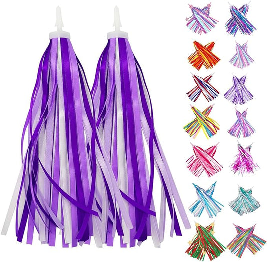 PLATT Kid's Bicycle Handlebar Streamers Colorful Ribbons Tassel for Girls Boys Bicycle Handlebar Scooter Handgrip (Violets 1Pair)