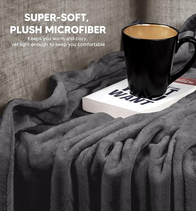 Utopia Bedding Fleece Bed Blanket California King Size Grey (102x96 Inch) | Microfiber Plush Warm Lightweight Breathable Cozy Blanket Anti-Static, All Season Use, Gift for Women and Men