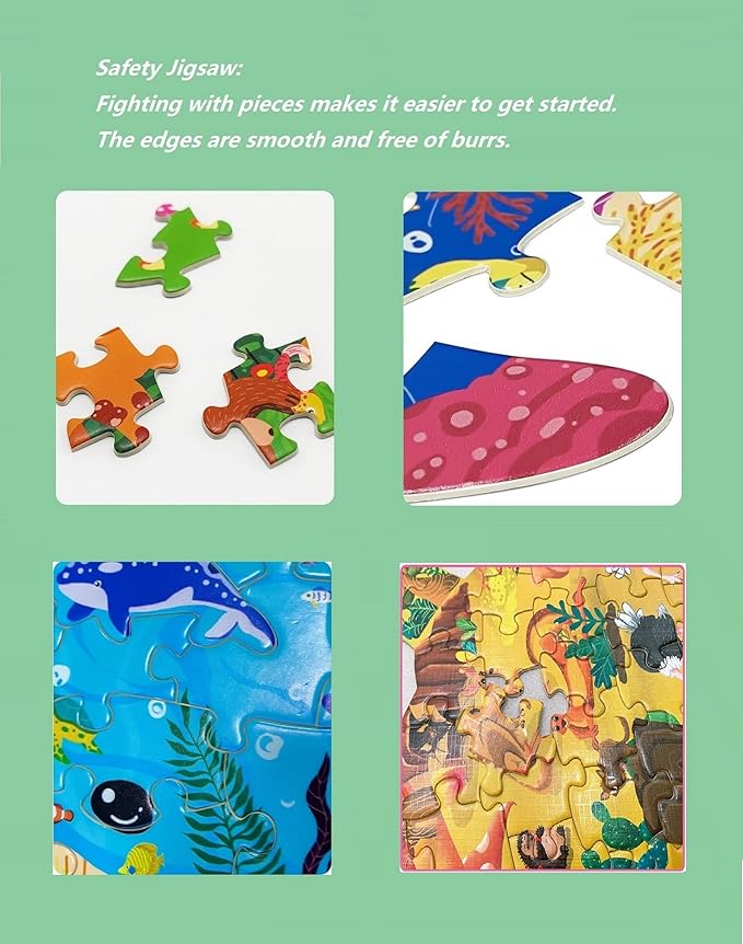Jigsaw Puzzles for Kids Ages 4-8, 8-10, Colorful Animal Shaped Puzzle Floor Puzzles Children Learning Educational Toys Games Gifts for Boys and Girls (Triceratops-150 PCS)