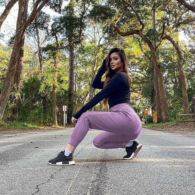 baleaf Womens Lightweight Hiking Pants Water Resistant Quick Dry Joggers with 5 Zipper Pockets UPF 50+ for Travel Hiking