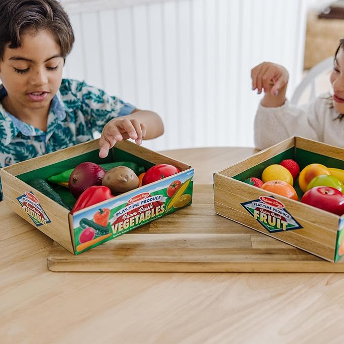 Melissa & Doug Play-Time Produce Fruit (9 pcs) and Vegetables (7 pcs) Realistic Play Food