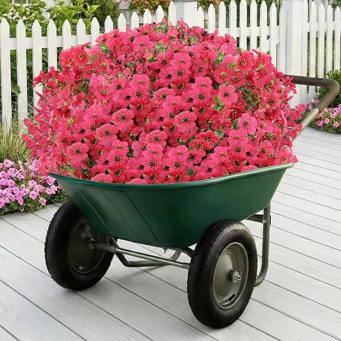 13 Bundles Artificial Flowers for Outdoors Summer Decoration | Silk Realistic UV Resistant Fake Plants Faux Flowers for Outside Planter Porch Yard Patio Garden Home Indoor, Rose