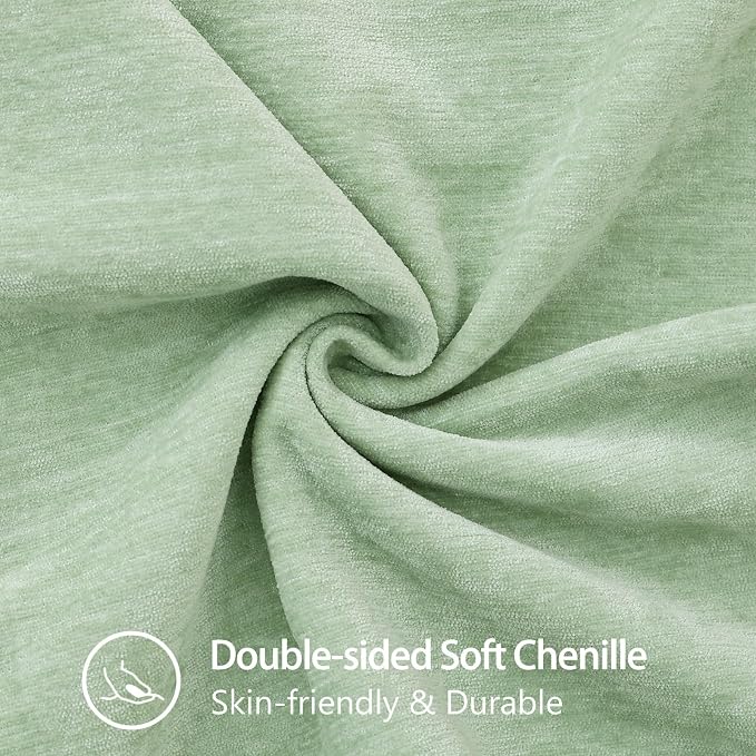 decorUhome Soft Chenille Throw Pillow Covers 24x24 Set of 2 Sage Green | Fall Textured Decorative Throw Pillow Cases Stitched Edge Modern Farmhouse Luxury Boho Velvet for Couch Sofa Bed Home Decor