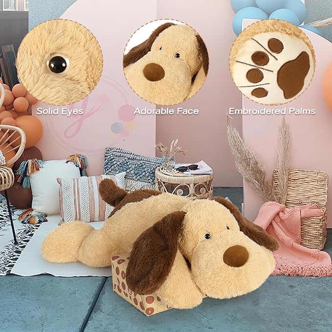 MorisMos 32inch 5Lbs Weighted Dog Stuffed Animals, Giant Large Weighted Stuffed Dog Plush Puppy Pillow for Adults Kids, 32inch