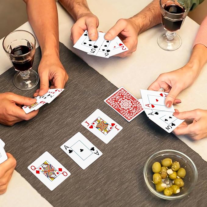 Plastic Playing Cards Waterproof Cards Poker Card 2 Pack Playing Card Large Print for Adults Seniors, Deck of Card Set Poker Cards for Beach Trip Pool Party Games (Red)