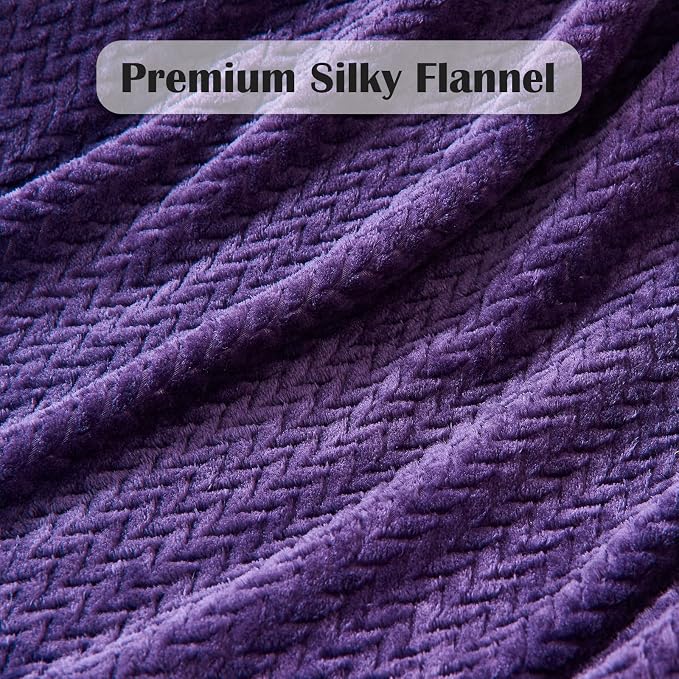 NEWCOSPLAY Fleece Leaves Pattern Throw Blanket, Dark Purple, 50"x60" | Super Soft Throw Blanket, Lightweight Cozy Bed Sofa Blanket, Premium Silky Flannel Fleece, Travel Blanket for All Season Use