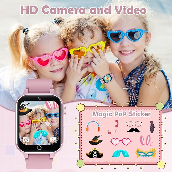 Kids Games Watch, with 26 Puzzle Games, Touch Screen, HD Camera, Alarm Clock, Toys for Ages 4-12 Years Old.Birthday Gift for Boys Girls (Pink)