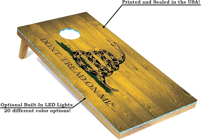 Tailgating Pros 4x2 Regulation Cornhole Boards Flag Set- Includes 8 Bean Bags, Carrying Cases, and Score Keeper - Optional LED Lights