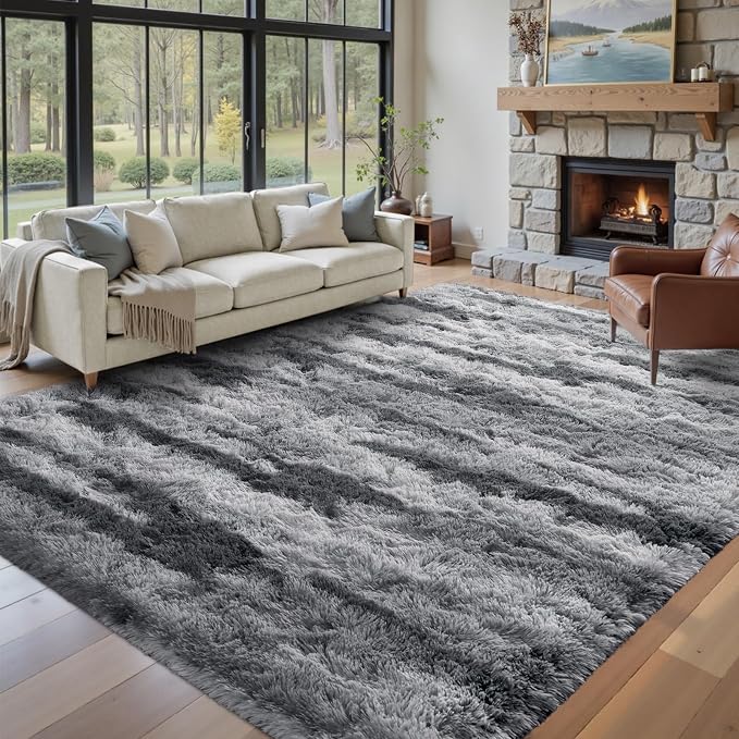 Zebra 6x9 ft Fuzzy Rug for Living Room,Black White Bedroom Area Rugs Non-Slip,Carpet for Nursery Kids PlayRoom Indoor Modern Plush Carpets