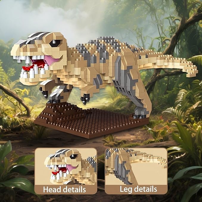Dinosaur Micro Mini Building Block Sets for Adults, No Compatible with Lego, Building Toys for Home & Office Decor, MOC 3D Creative Model Gifts for Christmas