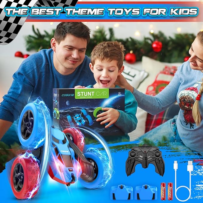 cosone Remote Control Car,RC Cars Toys for 6-12 Year Old Boys, Off Road RC Stunt Car 4WD 360° Rotating Remote Control Cars for Kids, Boys Girls Gifts for Birthday Gift