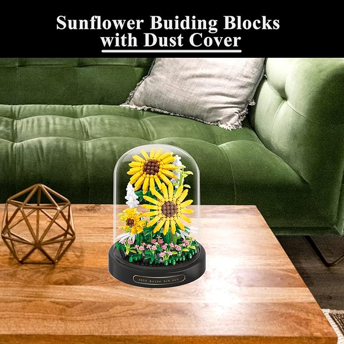Sunflower Flower Bouquet Set,Mini Bricks Botanical Collection Flowers Building Blocks,Artificial Plant Bonsai Tree Friend Set,New Year Valentines Birthday Gift for Mom Girls Women Adults