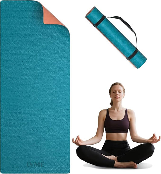 Thick Yoga Mat 72"x24" – 1/4" or 2/5" Option | Non-slip & anti-tear TPE, lightweight with carrying strap, beginner-friendly for women & men, yoga/pilates/floor workout