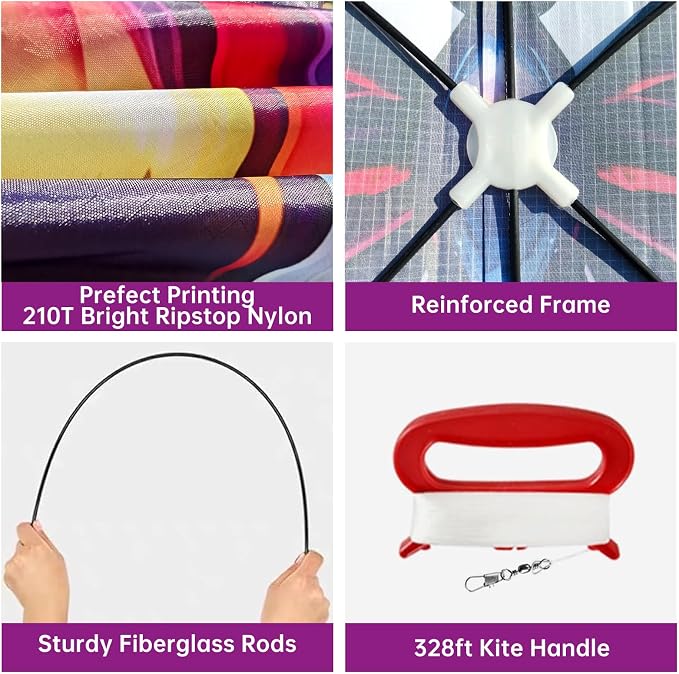 Butterfly Kites for Kids and Adults, Easy to Fly Large Single Line Kite for Boys and Girls - 55" x 28" Beach Kite for Beginners, 300ft String Handle Included