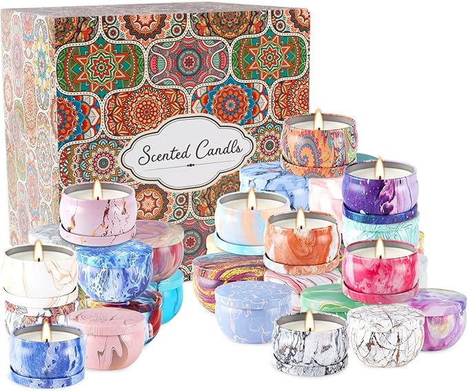 WPONSZU 36 Pack Scented Candles Gift Set for Woman, Jar Candle, 2.5 oz Soy Wax Tin Candle-Ideal Gift for Travel Home Décor