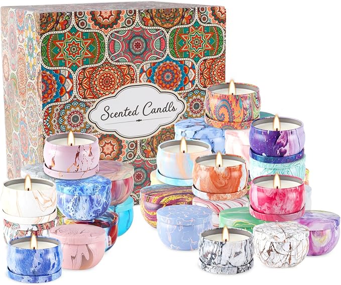 Onebird Set of 36 Scented Candle Gift Set, Natural Pure Soy Wax Aromatherapy Candles with Essential Oils for Home and Women