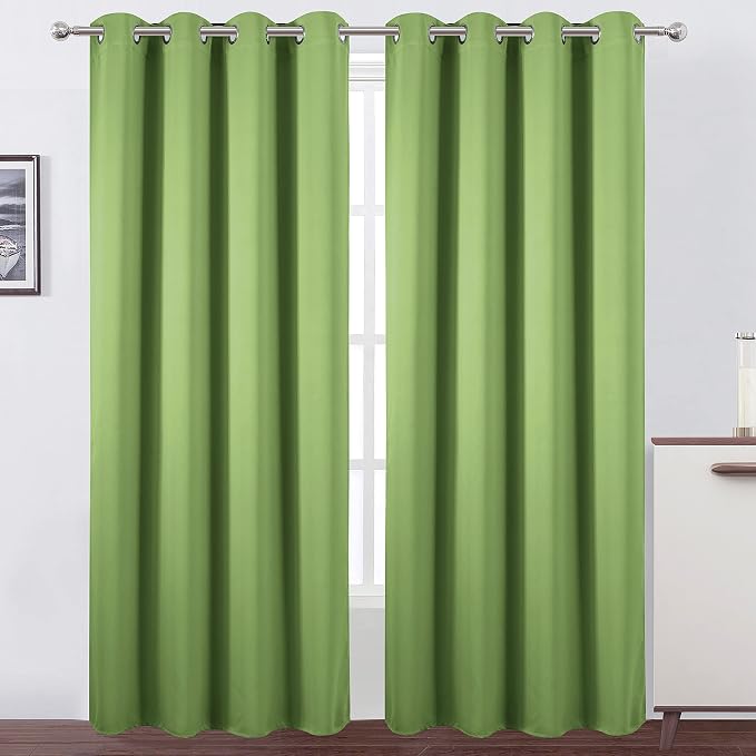 LEMOMO Light Green Blackout Curtains for Bedroom Room Darkening Curtains/Draperies 52 x 84 Inches Long Thermal Insulated Living Room Curtains Set of 2 Panels