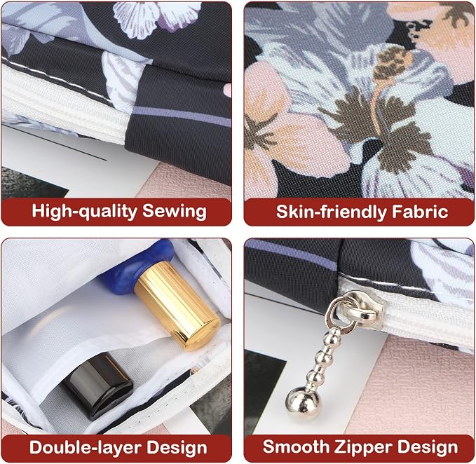 Sanitary Pad Storage Bag Portable Period Bag for Teen Pads/Sanitary Napkins/Small Tampons, Sanitary Napkin Storage Bag First Period Gifts for Teen Girls (Flower)
