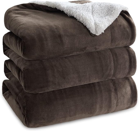 Bedsure GentleSoft Sherpa Fleece Blankets King Size for Bed, Non-Heated, Thick and Warm Throw for Women and Men, Soft Fuzzy Plush King Blanket for Winter, Brown, 108x90 Inches