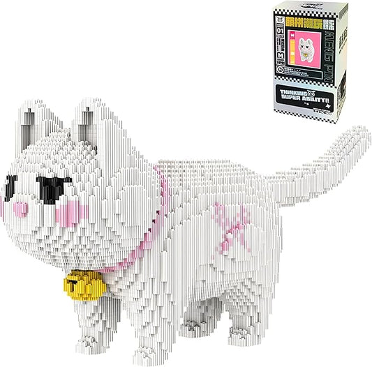 White Cat Micro Building Blocks Set Laegr Lovely Animal Model Kits Toys Gift for Adult and Kids 5760 Pieces