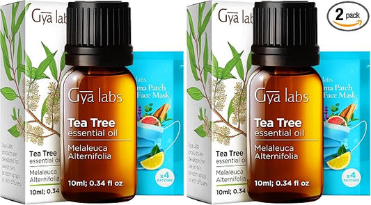 Gya Labs Australian Tea Tree Essential Oil - 0.34 Fl Oz - for Hair, Skin, Diffuser, Aromatherapy & DIY Candle Making Scent (Pack of 2)