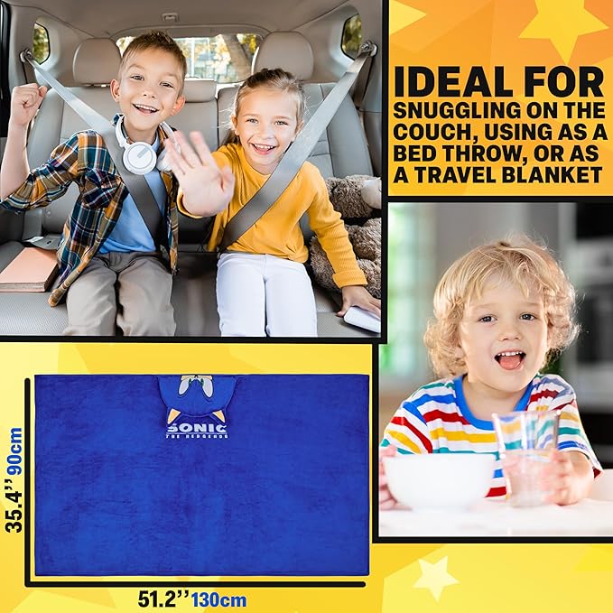 Get Trend Blanket with Hood for Kids 51x35in, Fleece Throw Cozy Wearable Blanket with Hood and Ears Gifts for Kids