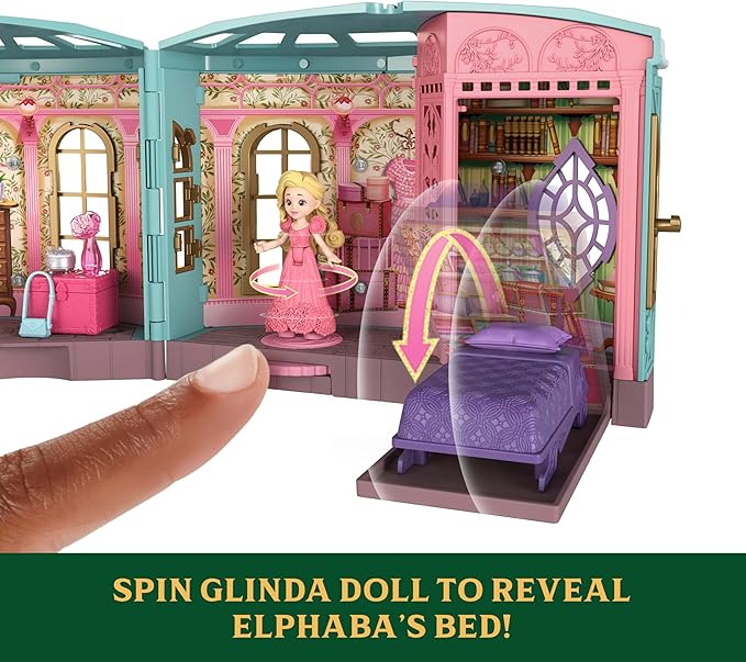 Mattel Universal Pictures’ Wicked So Popular Dorm Small Doll Playset with 3 Play Spaces & 9 Accessories, Inspired by the Movie