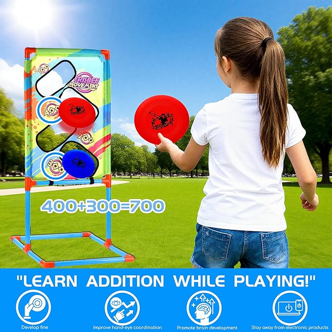Educational Flying Disc Set for Kids Indoor Outdoor Math Learning Game Fun Family Activity