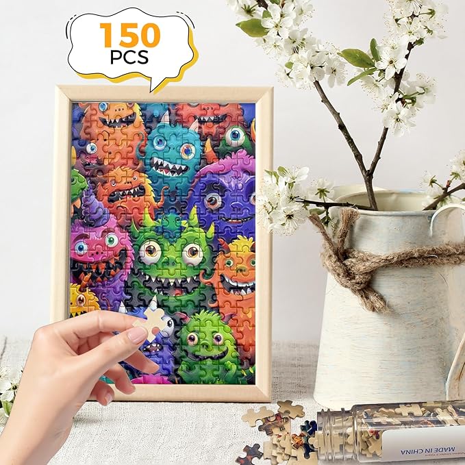 150 Pieces Mini Jigsaw Puzzles for Adults & Kids,6 x 4 Inches,Mini Puzzle,Small Puzzles,Micro Puzzles,Challenging Difficult Puzzle,3 Pack Cartoon Animal Avatar Collection