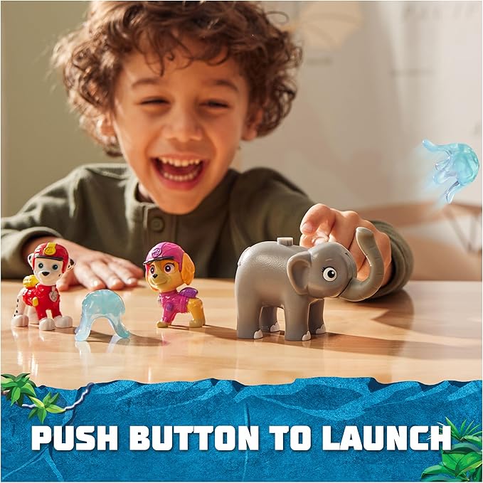 Paw Patrol: Jungle Pups Marshall, Skye & Elephant Action Figures with Projectile Launcher, Kids Toys for Boys and Girls Ages 3 and Up